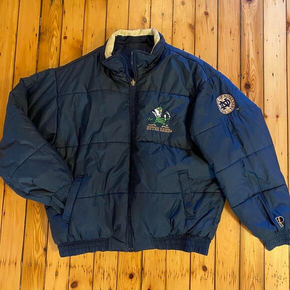 Rare Vintage 1990s Reversible Notre Dame Fighting Irish Pro Player Jacket L/XL - Picture 3 of 6